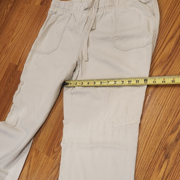 C est 1946 Women’s Linen Blend High Rise Straight Wide Leg Pants Lounge Size L - Picture 15 of 16